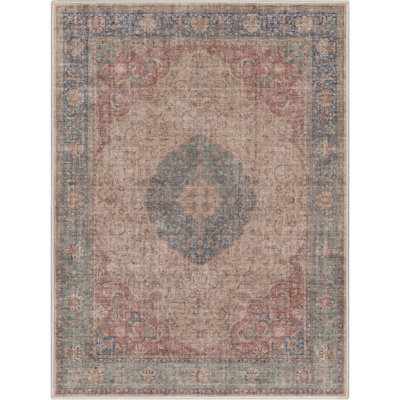 Ervin Odette Vintage Medallion Oriental Red Blue Area Rug