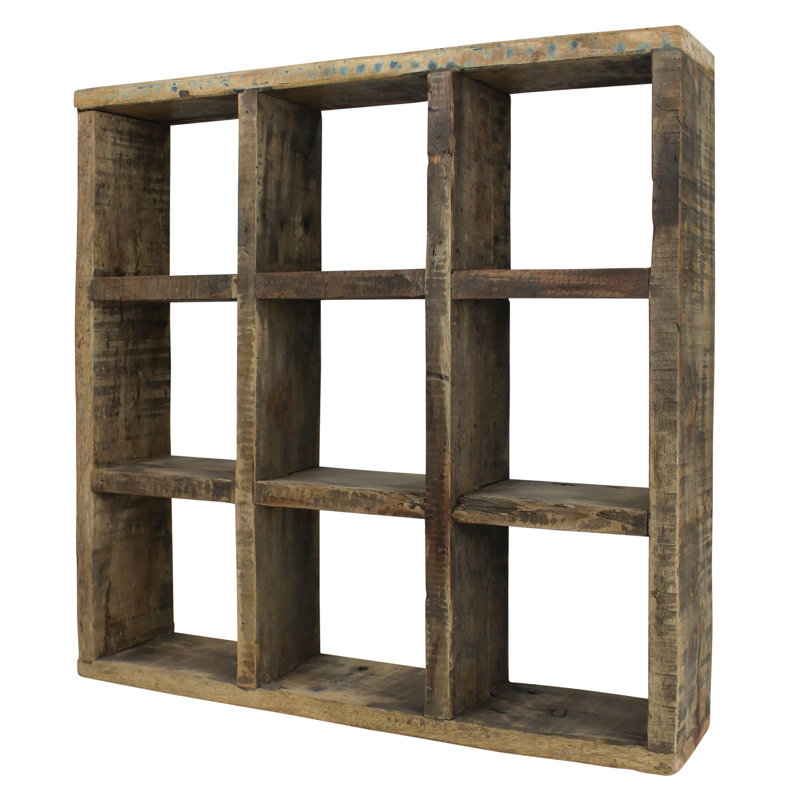 Ashden 9 Cube Rustic Wood Wall Shelf