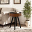 Table basse 15,7 po Mid-Century ronde en bois massif pour le salon-133968037