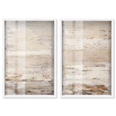 Desert Gleam Diptych Shadowbox Print Abstract Wall Decor Set by Art Remedy, Black Frame, 10 x 15
