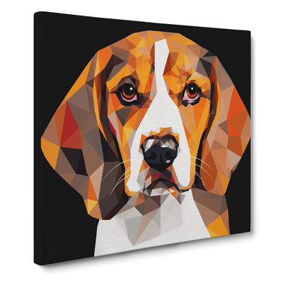 Beagle Geometric - Wrapped Canvas - Framed Print
