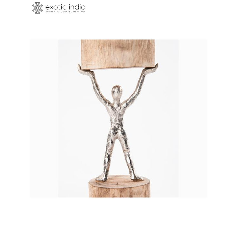 15.2'' H Aluminum & Wood Candle Holder
