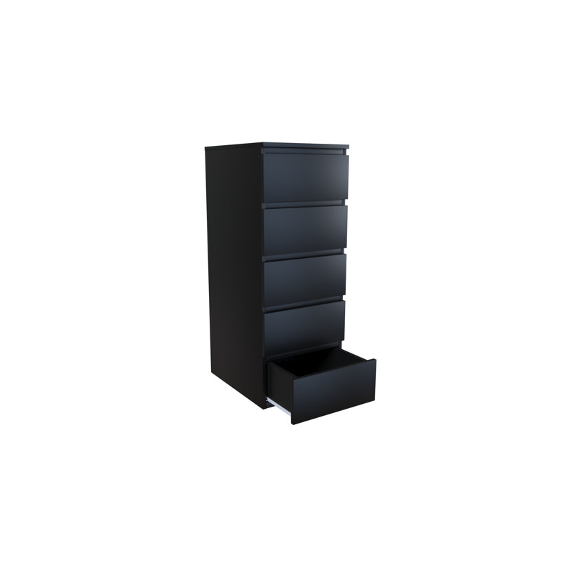 Goggans 40cm W 5 - Drawer Chest of Drawers, Black