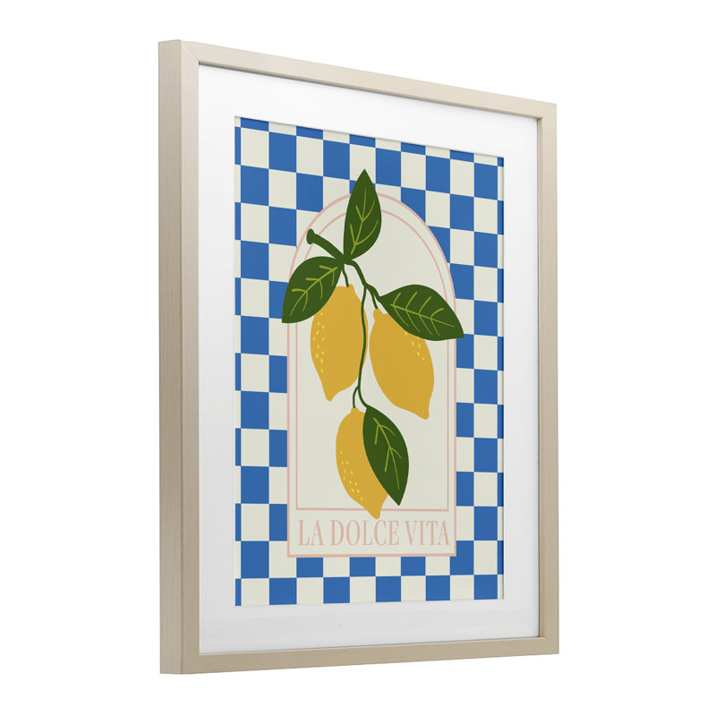 «Vibrant Summer Lemons», reproduction sous verre encadrée, par Emily Dumas, Cadre de récolte en pin, H 16 po x l 13 po