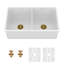 Évier de cuisine à double cuve en porcelaine réfractaire à double cuve encastrable 32 po x 19 po x 10 po