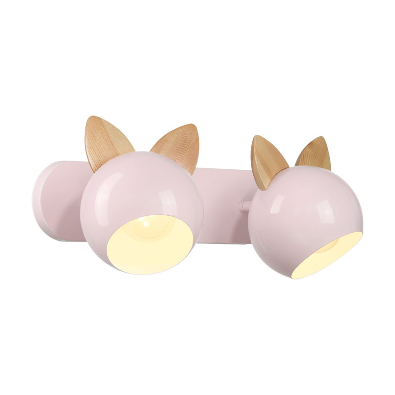 Applique murale Topsy à 2 lumières, Oreilles de chat, Petal Pink
