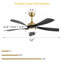 Ventilateur de plafond 52 po avec lumière, télécommande, éclairage à intensité variable réglable et moteur à courant continu silencieux pour la chambre à coucher et le salon-126322154
