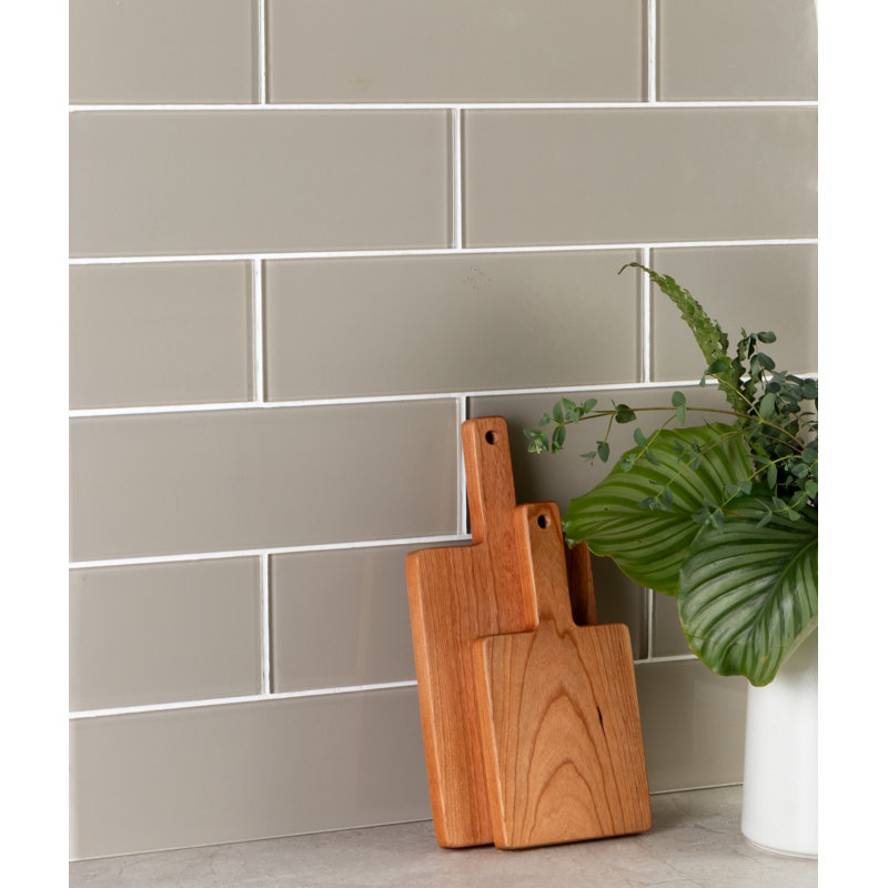 Premium 4" x 12" Glass Subway Tile, Tan