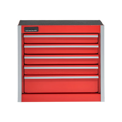 Mini boîte à outils rouge de 8,6 pouces, 5 tiroirs pour petits outils et bijoux, glissière de tiroir lisse, boîte en métal avec tiroirs contre les égratignures, rangement sur l'établi, extension de la fonctionnalité des différents articles, étable