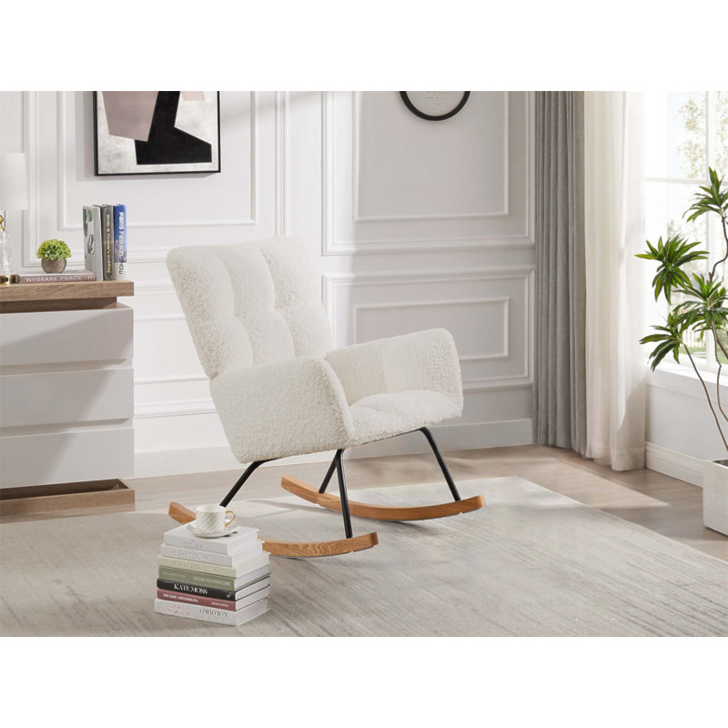 Fauteuil berçant rembourré avec dossier haut Comfy, parfait pour l'allaitement, la lecture et la sieste dans n'importe quelle pièce