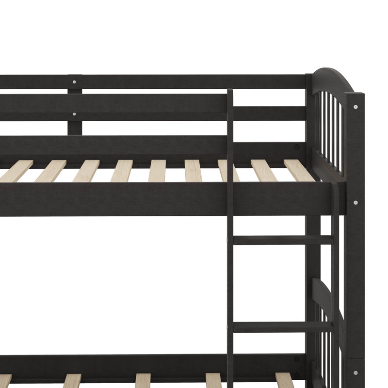 Lit superposé simple au-dessus de simple avec lit gigogne et trois tiroirs de rangement séparables, Espresso