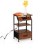 Table de chevet avec station de charge, table de chevet avec tiroir non tissé et tablette de rangement, table de bout avec prises USB, table de bout pour le salon