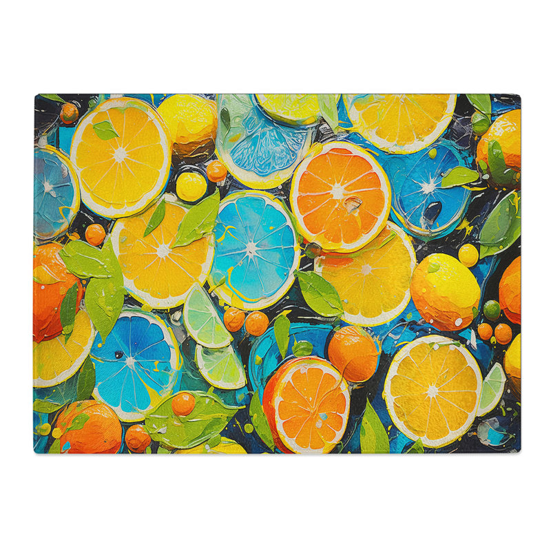 Citrus Fruits Abstract  Glass Chopping Board