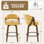 Tabouret de bar pivotant à 360 ° de style Mid-Century moderne en noyer avec dossier courbé rembourré (ensemble de 3)-1189933071-1189933072