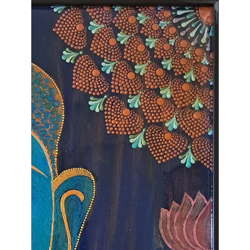 «Exotic India Peace of Mind», art mural acrylique sur panneau de bois aggloméré, décoration intérieure contemporaine