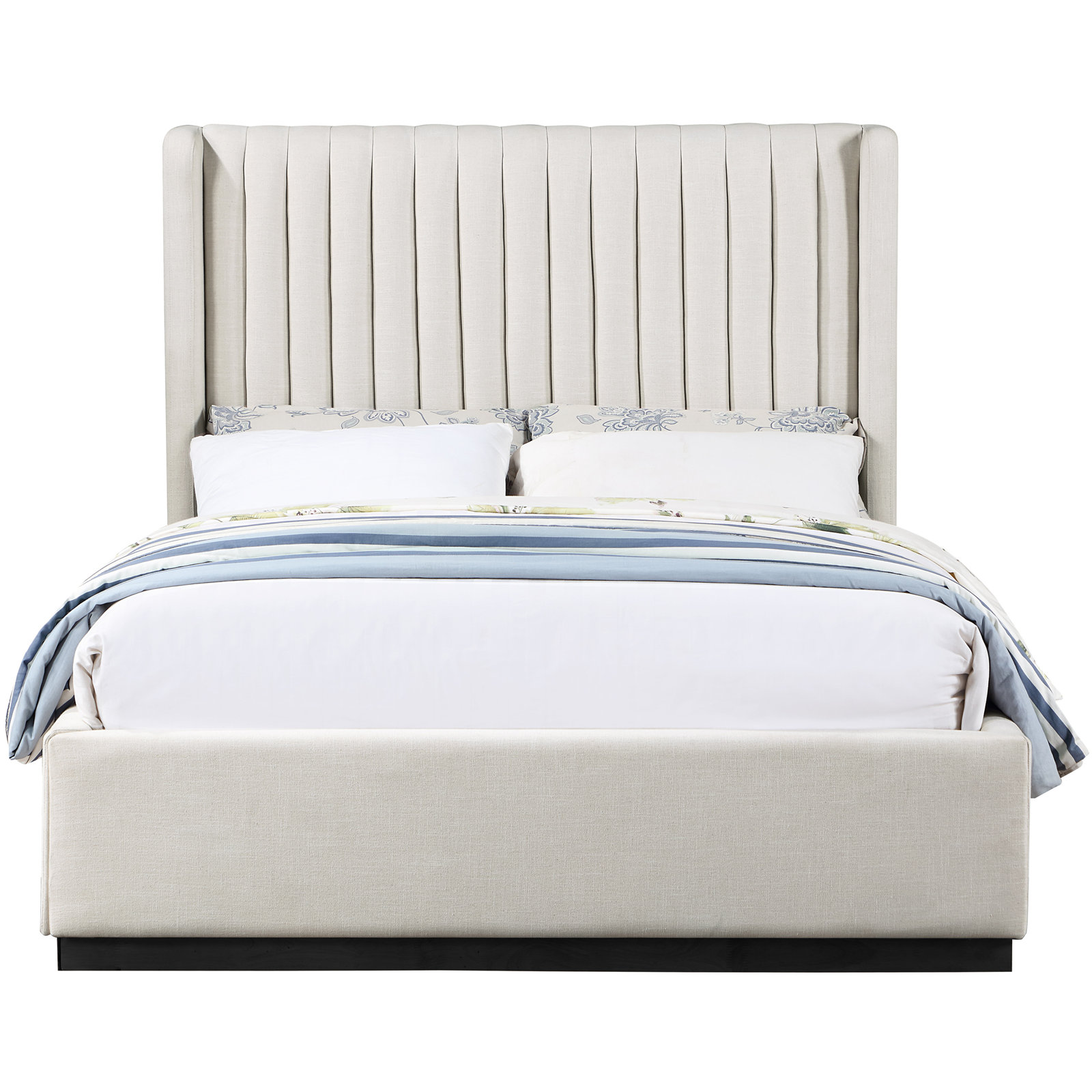 Chamblis Linen Upholstered Bed, Full / Double, Beige Linen Textured Fabric