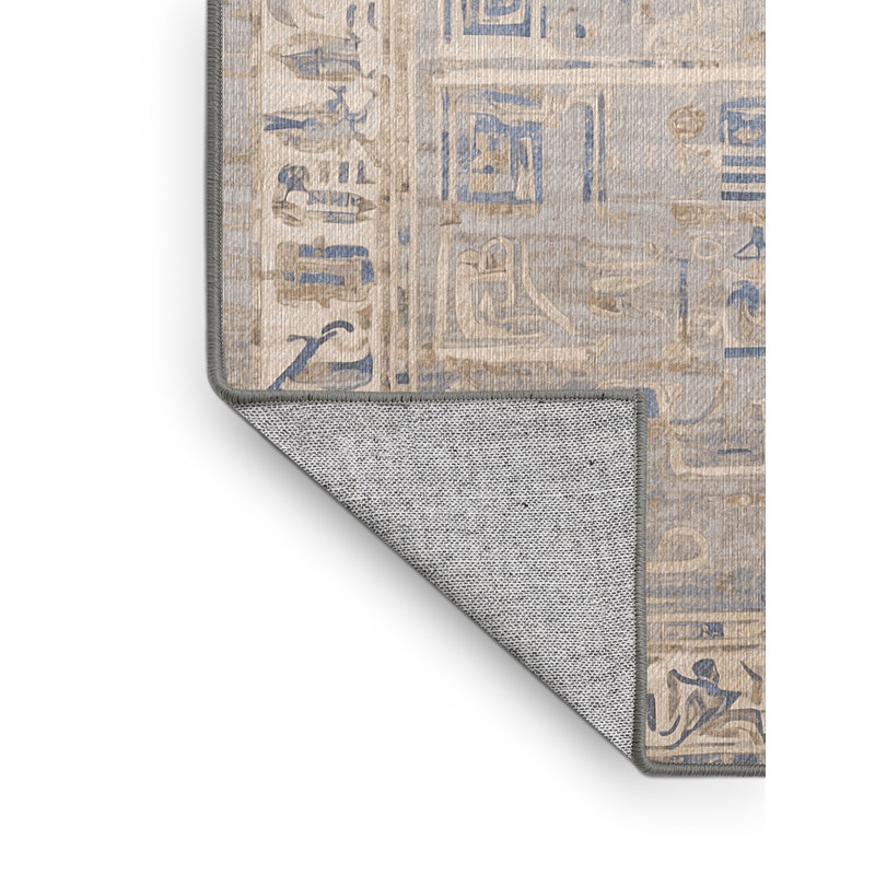 Machine Washable Gray Area Rug, Round 4'