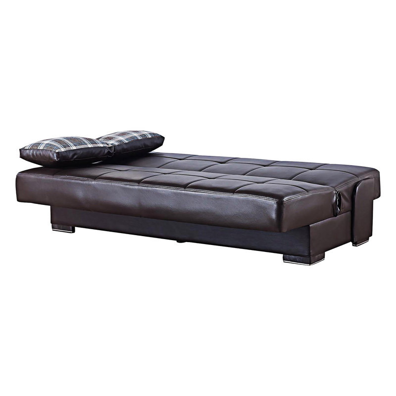 Canapé-lit rembourré convertible avec rangement, Brun