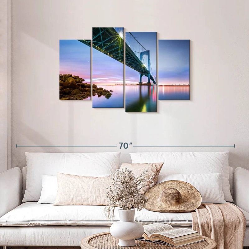 Lilie Whitestone Bridge au crépuscule, H 27 po x l 43 po
