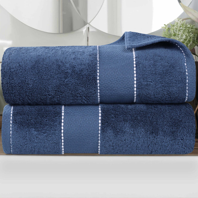 Abrianna Egyptian Giza Cotton Bath Sheet, Navy Blue