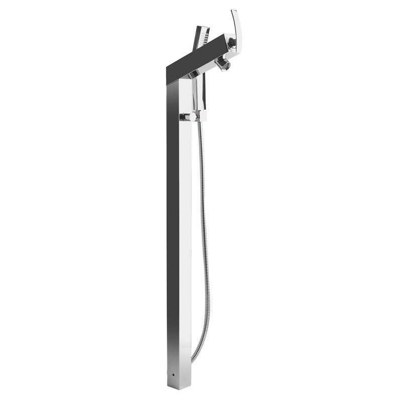 ALFI brand AB2728-PC Polished Chrome Floor Mounted Tub Filler + Mixer /w additional Hand Held Shower Head, Polished Chrome