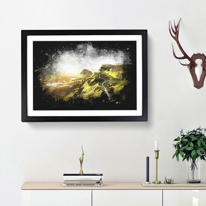 Road Through The Isle Of Skye In Scotland - Picture Frame Graphic Art, 45cm H x 63cm W x 2cm D, Black Framed