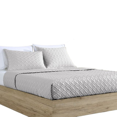 Keo 3Pc Coverlet Set, Reversible, Shams, Sky Blue Silky Fabric