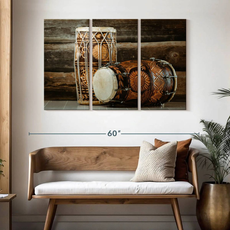 Abarca Indian Dholak Drums, 32" H x 50" W