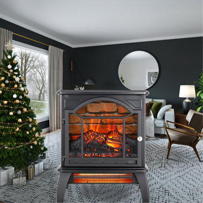 Foyer électrique infrarouge 3D Flame - 18 pouces, 1500 W, / Ul, 4 lumières réglables, chaleur portative 1500 W, 400 pieds carrés Pi. Chauffage, fonction de minuterie, verre trempé