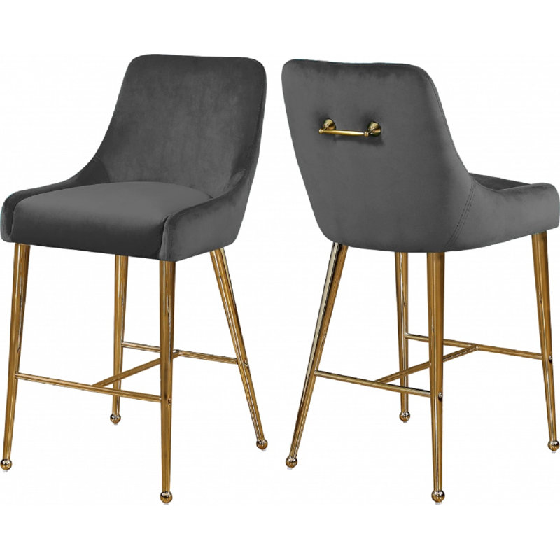 Tabouret de comptoir 25,5 po Grygorii, Gris / or