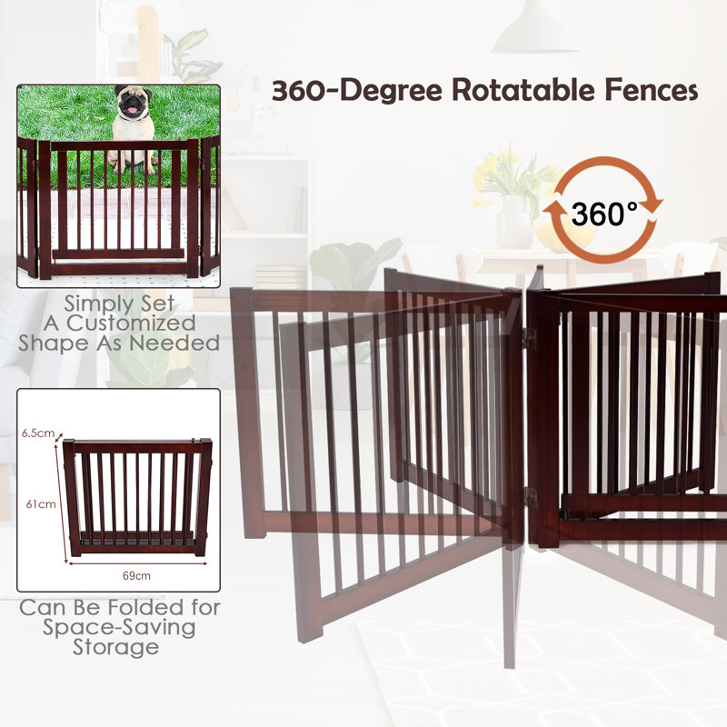 Kara Wood Free Standing Pet Gate