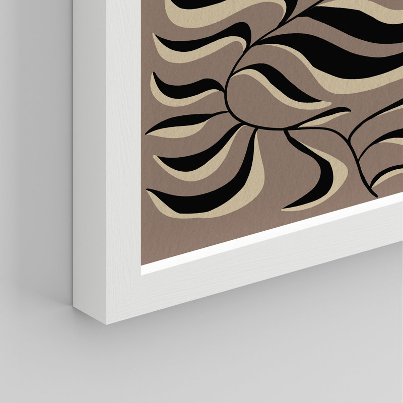 " Abstract Foliage Art - Monochrome Leaf Design In Earth Tones ", White, 14" H x 11" W