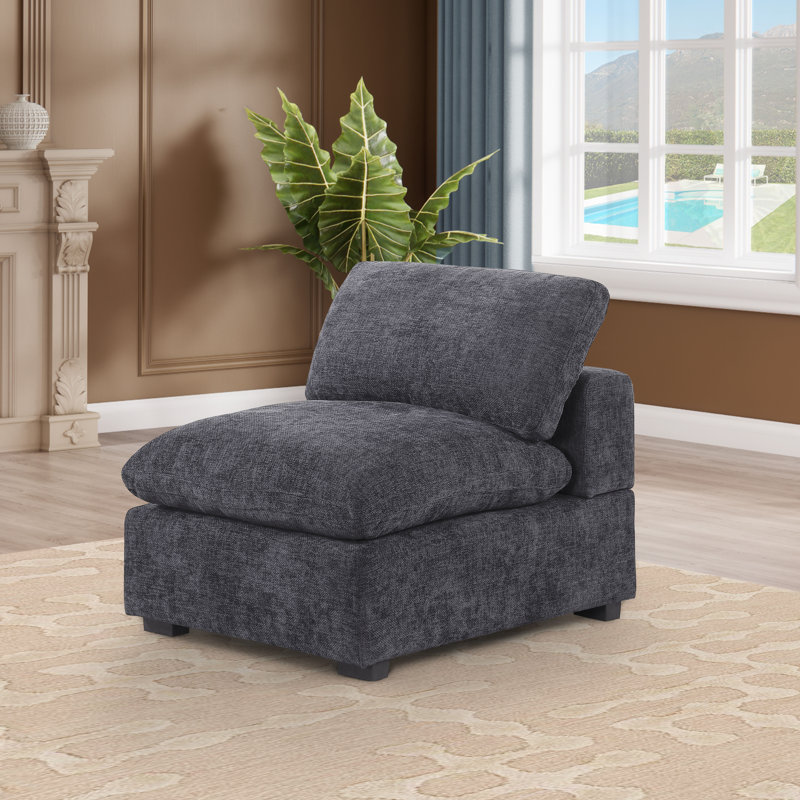 Ashari Middle Seat Armless Module For Modular Sectional Sofa Couch Free Configuration Sectional, Dark Gray Polyester