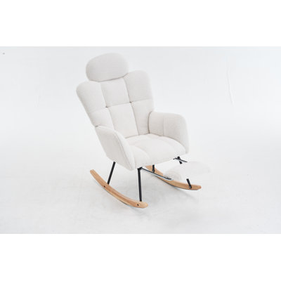 Myroslava Plush Teddy Rocking Chair with High Backrest