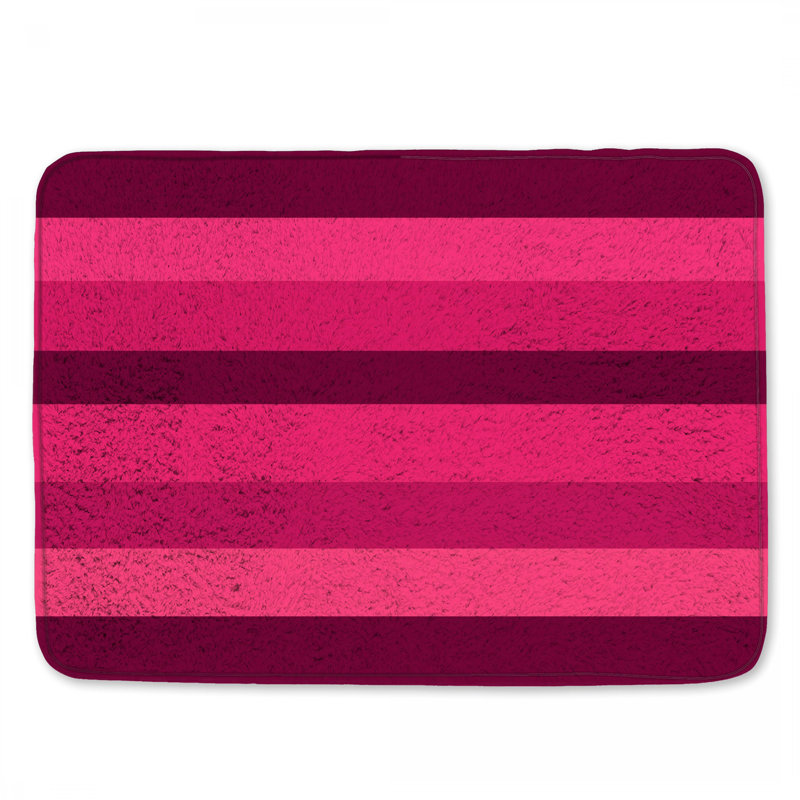 Pink Horizontal Stripes Bath Mat, 34in W x 21in L