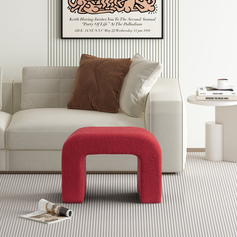  35x65cm Arched Accent Stool Vanity Stool, Red