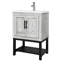 Meuble-lavabo moderne de 24 po avec lavabo en céramique lisse, robinet en aluminium texturé et 1 tablette ouverte pour les armoires autoportantes