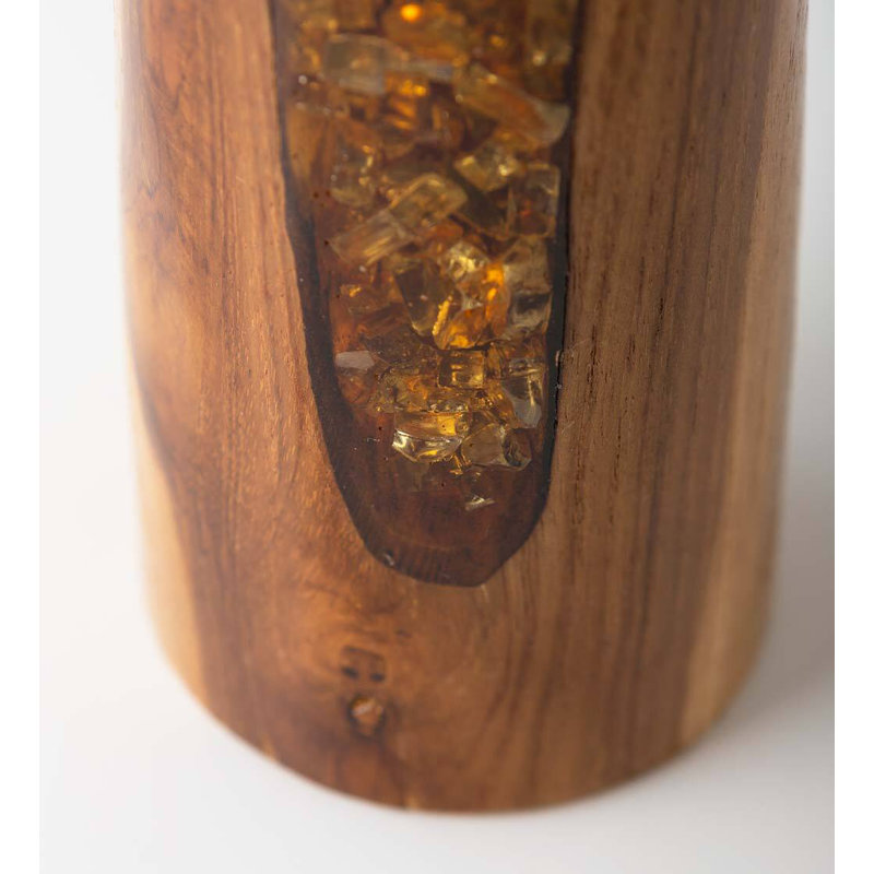Wood Tabletop Candlestick, Gold, 19.75" H x 3" W x 3" D