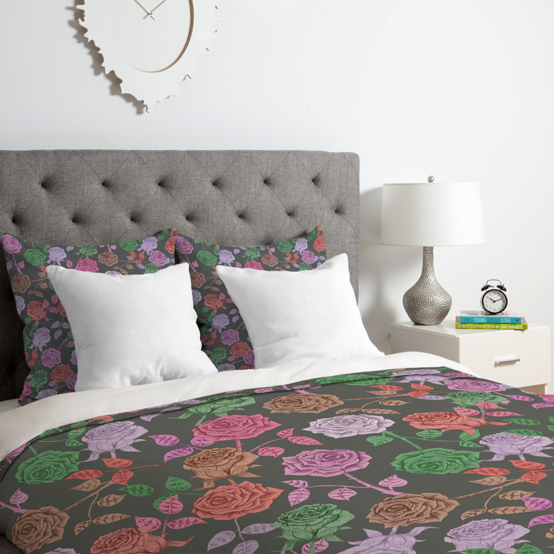 Bianca Polyester Floral Duvet Cover, Vintage, Queen Duvet Cover + 2 Standard Shams