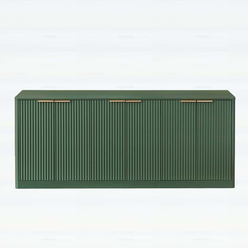 Modern Wavy Sideboard Cabinet with Curved Contour, Green