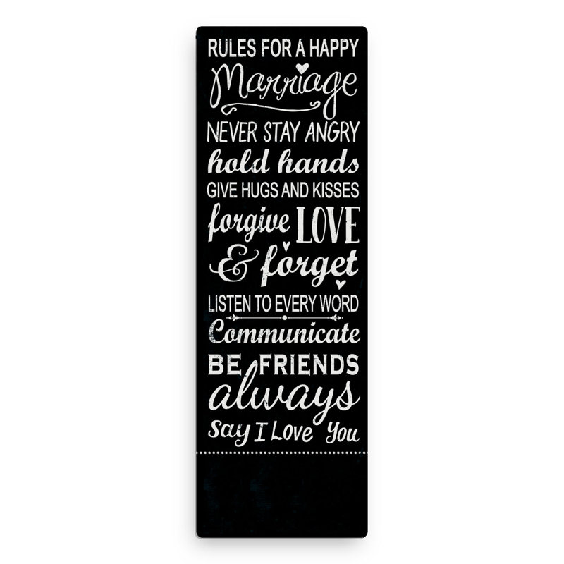 «Rules For A Happy mariage», art textuel personnalisé sur toile, Oui