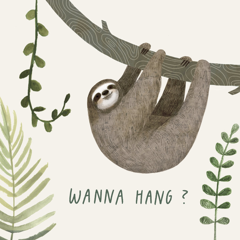 Sloth Sayings I by Victoria Borges - Wrapped Canvas Painting, 91cm H x 91cm W