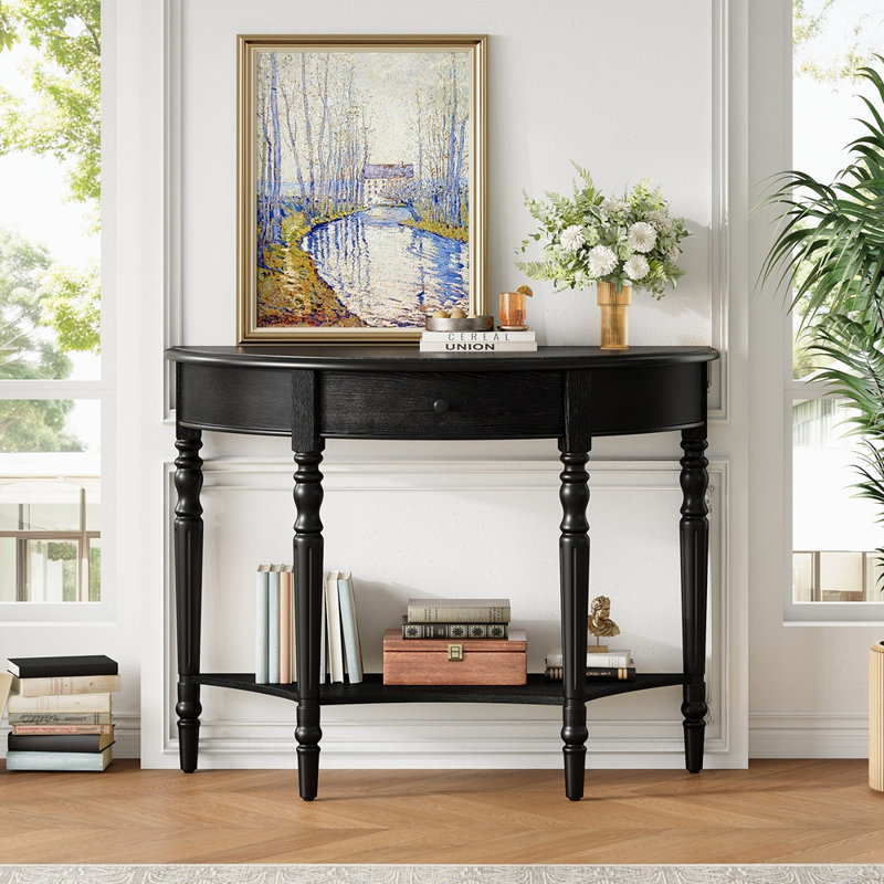 Console avec tiroir et tablette Farmhouse, Noir