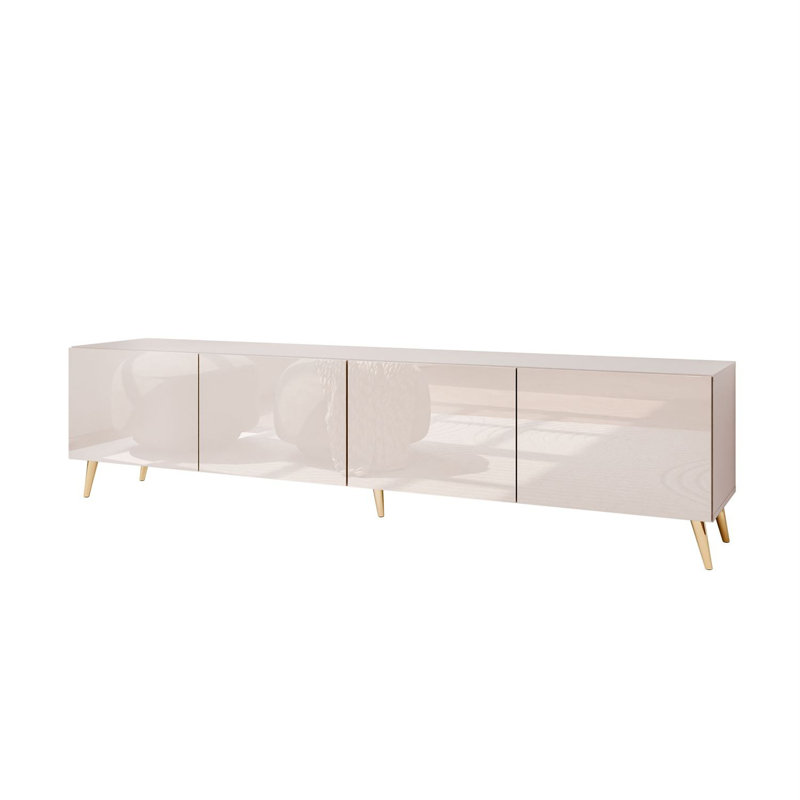 Unfinished TV Stand for TVs up to 58", Cashmire Gloss/Gold