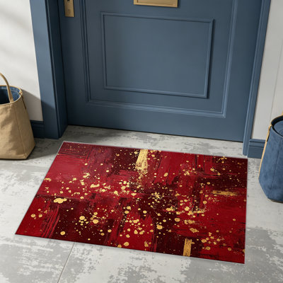 Red White Gold Abstract carpet-easy to clean, machine-washable, soft and comfortable; suitable for door mats, kitchens, living rooms, bedrooms, corridors, and laundry areas. Easy to clean, durable carpet for home decoration.