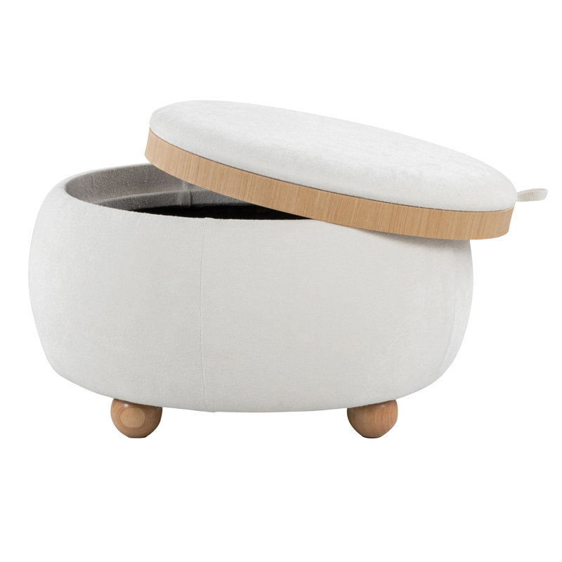 Tray Pouf Storage Ottoman, White