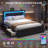 Upholstered Platform Bed with 4 Large Storage Drawers, RGB LED lights, Charging Station, Adjustable Headboard, Easy Assembly-441463679-444370514