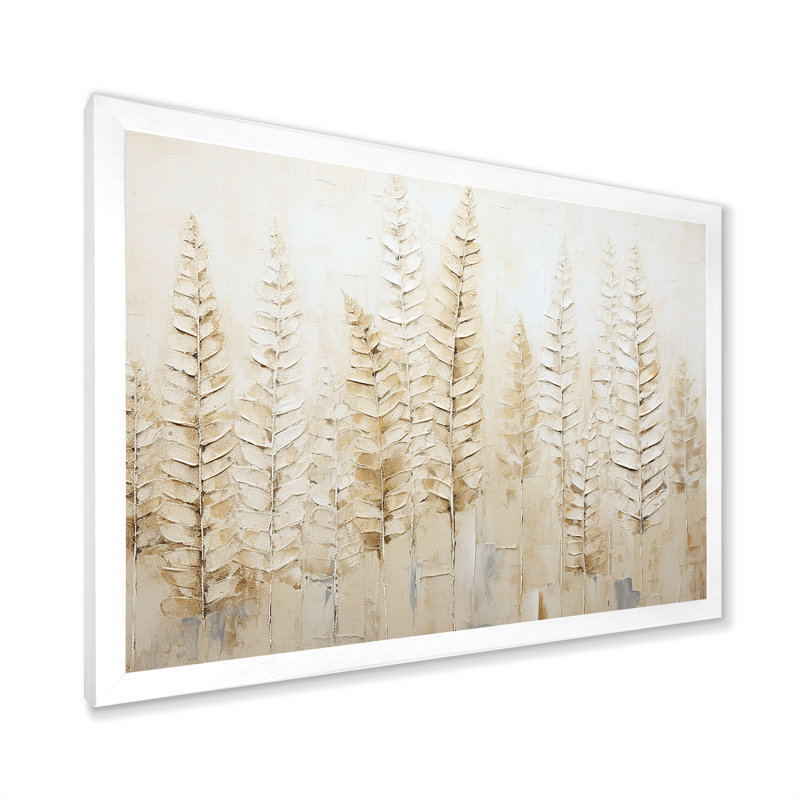 «Golden Ferns Silent Gracefulness» sur toile, Cadre simple blanc, H 34 po x l 44 po x P 1,5 po