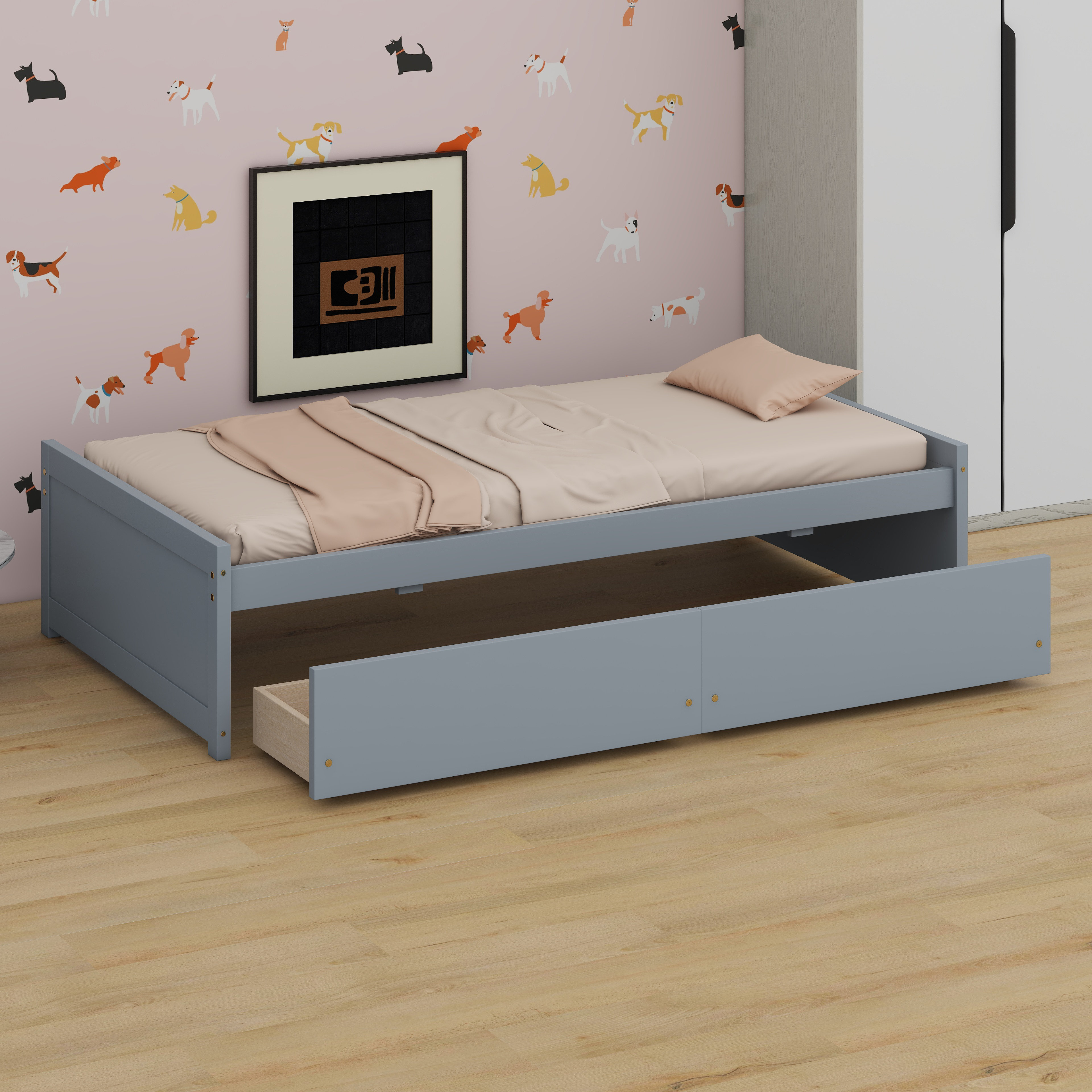 Ebern Designs Modern Bed Frame With Hidden Under-Bed Storage | Wayfair