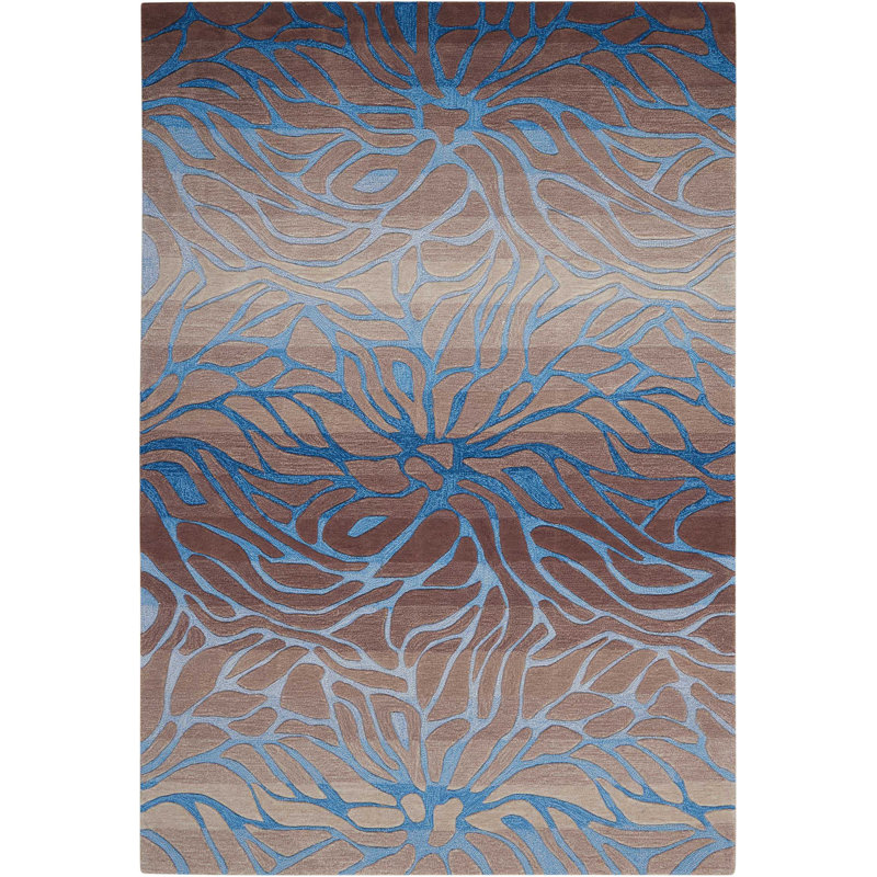 Tapis argenté contemporain fait à la main Asuncion, Rectangle 3 pi 6 po x 5 pi 6 po
